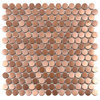 Mosaics Metal Tile Penny Round Antique Copper for Walls