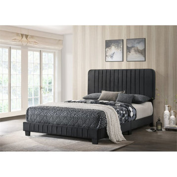 Glory Furniture Lodi Velvet Upholstered King Bed in Black