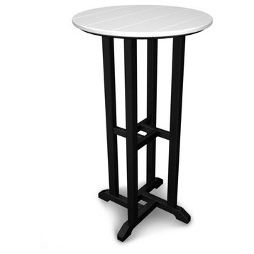 Polywood Contempo 24" Round Bar Table, Black/White