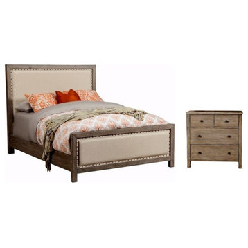 Home Square 2-Piece Set with Classic California King Bed & 4 Drawer Accent Chest