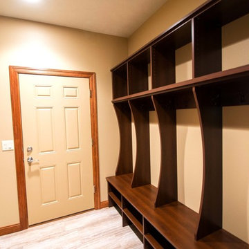 Mud Room Bench and Storage Cubbies featuring Rustic Alder