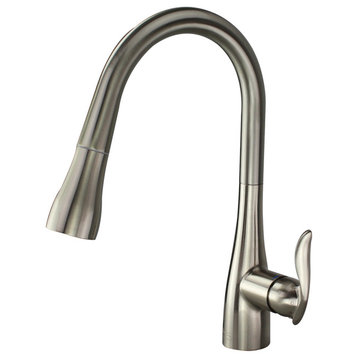 Pull Down Kitchen Faucet With Single Handle, Luxe Stainless, 2.16"x9.05"x16.34"