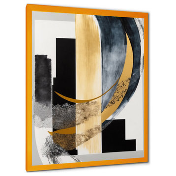 Glam Art Deco Abstract I Framed Print, 24x32, Gold