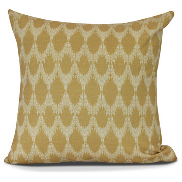 Peace 2, Geometric Print Pillow, Gold, 16" x 16"