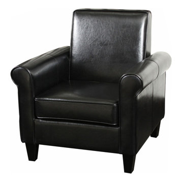 GDF Studio Larkspur Modern Design Leather Club Chair, Black