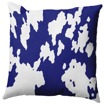 20" x 20" Moo Print Decorative Throw Pillow, Indigo Blue