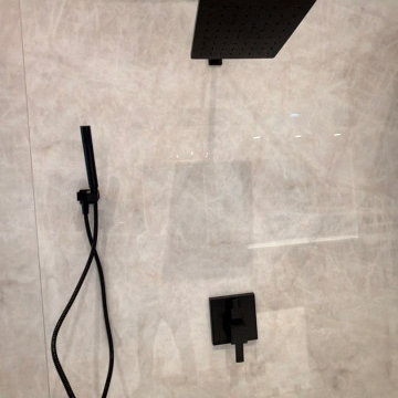 Modern Inwood Master Bathroom with Walk-In Shower & Freestanding Tub