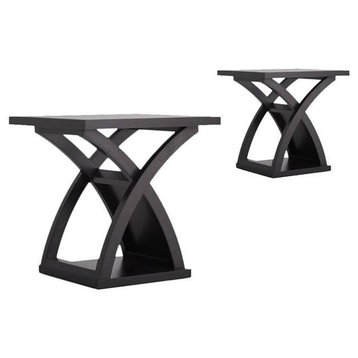 (Set of 2) Eclectic End Table in Espresso