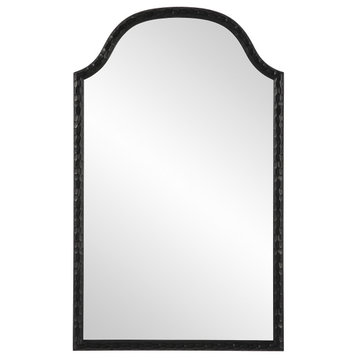 Contemporary style arched frame mirror finished in a matte black