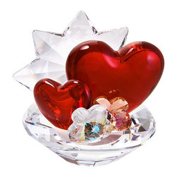 Inviting Home Inc. - Crystal Hearts With Card Holder - Decorative Objects And Figurines
