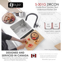 STYLISH 32"L x 18"W Stainless Steel Double Basin Undermount Kitchen Sink