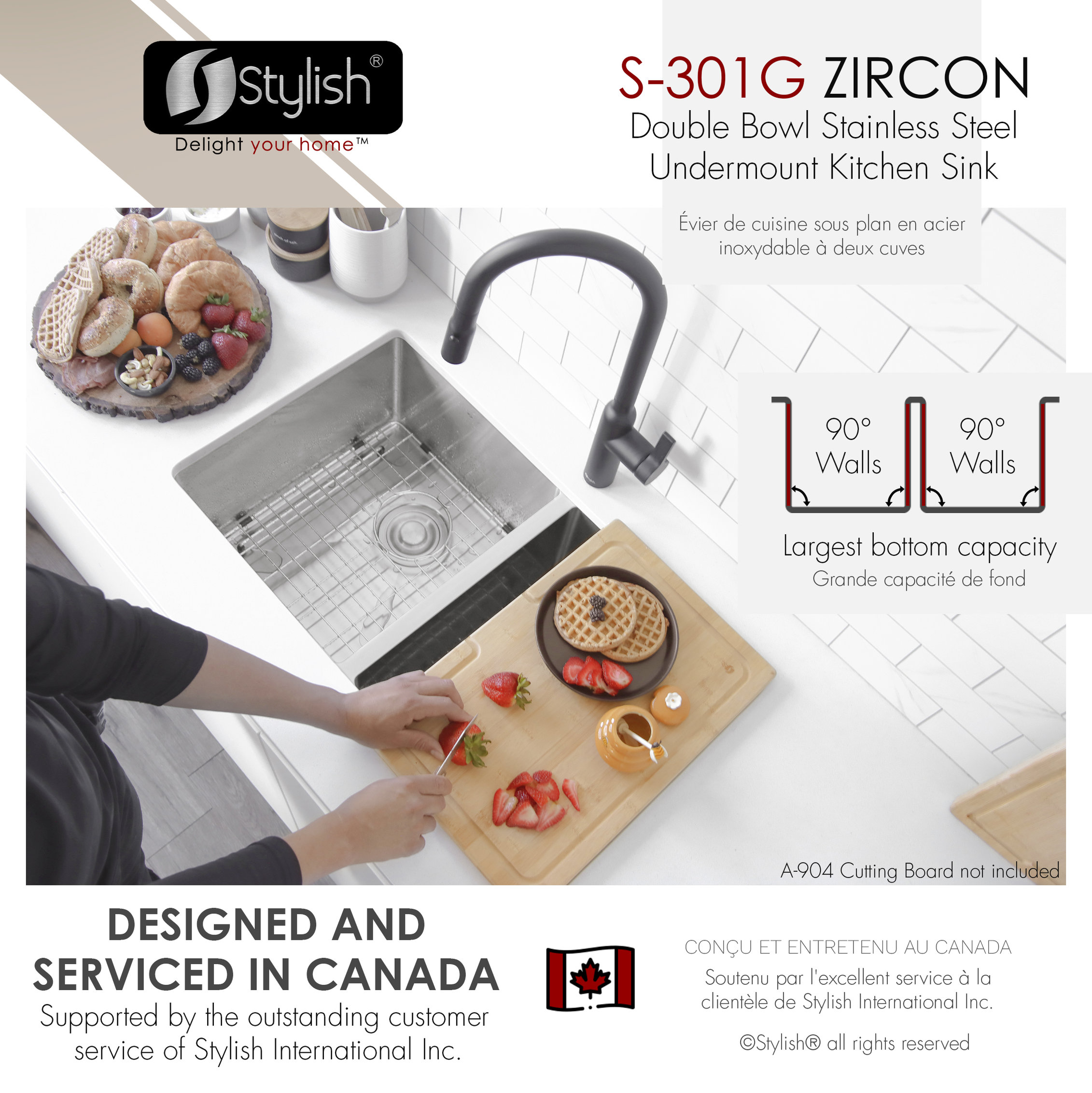STYLISH 32"L x 18"W Stainless Steel Double Basin Undermount Kitchen Sink