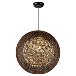 Maxim Lighting - Bali 1-Light Chandelier, Chocolate, 19" - Spherical dual shades constructed of woven string in two tone finish combinations, Natural with White inner and Chocolate with White inner.  Shades are treated for weather resistance and are U.L. approved for damp location which make them perfect for outdoor living spaces.