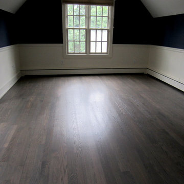 NISSEQUOGUE:  CUSTOM GREY STAIN ON RED OAK - BONA TRAFFIC HD POLY