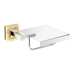 Secret Bath - Alexa Chrome-Gold Swarovski Crystals Toilet Paper Holder With Lid - Toilet Paper Holders