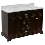 Kitchen Bath Collection - Aria 60" Bathroom Vanity, Chocolate, Carrara Marble, Double Vanity - The Aria: showroom looks with everyday practicality.