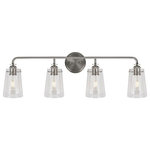 Forte - Forte 5118-04-55 Ronna, 4 Light Bath Vanity, Brushed Nickel/Satin Nickel - The Ronna transitional vanity fixture comes in bruRonna 4 Light Bath V Brushed Nickel Clear *UL Approved: YES Energy Star Qualified: n/a ADA Certified: n/a  *Number of Lights: 4-*Wattage:75w Medium Base bulb(s) *Bulb Included:No *Bulb Type:Medium Base *Finish Type:Brushed Nickel