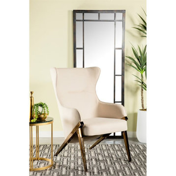 Pemberly Row Modern Upholstered Accent Chair in Cream and Bronze