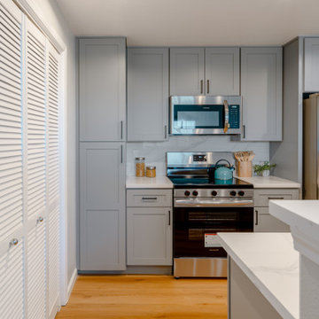 Modern Gray Shaker Kitchen Cabinets with Stainless Appliances The Cabination