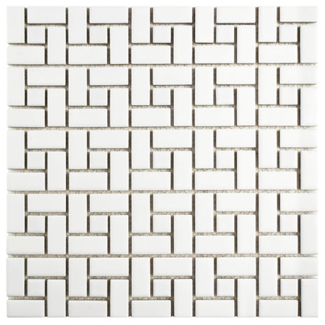 Spiral Matte White w/ Glossy White Dot Porcelain Floor and Wall Tile