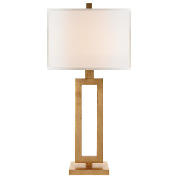 Mod Tall Table Lamp in Gild with Linen Shade