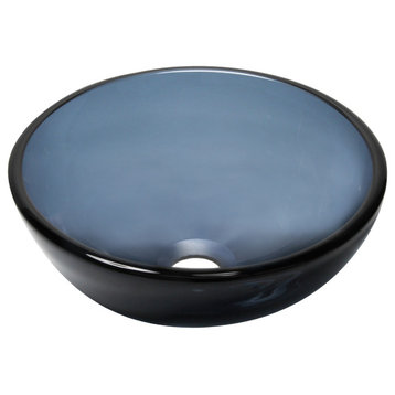 Novatto Mini 12" Round Glass Vessel Bathroom Sink, Gray