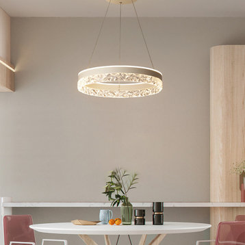 MIRODEMI® Châtel-Saint-Denis | Crystal Chandelier in the Shape of Ring, White, Cool Light
