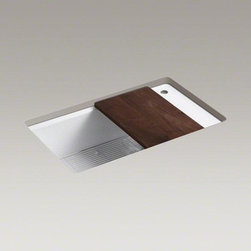 KOHLER White Indio&reg; 33" X 21-1/8" X 9-5/8" Under-mount Single-bowl Kitchen Sink - Kitchen Sinks