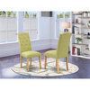 East West Furniture Celina 41" Fabric Dining Chairs in Oak/Green (Set of 2)