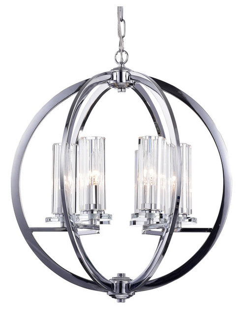 Pasadena 6 Light Globe Chandelier Chrome Contemporary Pasadena 6 Light Globe Chandelier Chrome