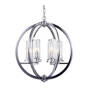 6-Light Chrome Finish Globe Orb Cage Chandelier With Clear Glass Sconces