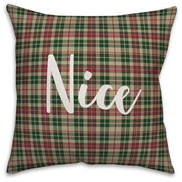 #Nice, Tartan Plaid 18x18 Throw Pillow Cover