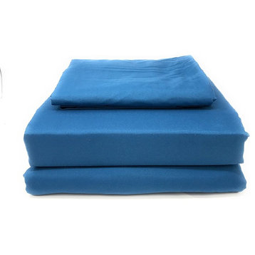 Solid Color Super Soft Luxury Duvet Cover Set, Ocean Blue, Full