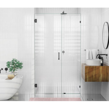 78"x46" Frameless Shower Door Wall Hinge, Matte Black