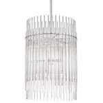 Hudson Valley Lighting - Wallis, 10 Light, Pendant, Polished Nickel Finish, Clear Glass - From the side or from underneath, Wallis presents an interesting perspective. By layering glass and metal rods at staggered but even lengths in a classic drum shape, Wallis manages to feel both contemporary and familiar. At the same time, it directs light vertically and diffuses it horizontally.