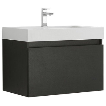 Fresca Mezzo 30" Modern Wood Bathroom Cabinet with Integrated Sink in Black