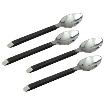 Elegance Gibraltar Spoons, 2 Tone Black Matte and Stainless Steel, Set of 4