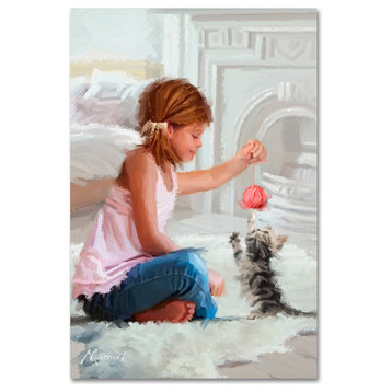 The Macneil Studio 'Girl with Kitten' Canvas Art, 32"x22"