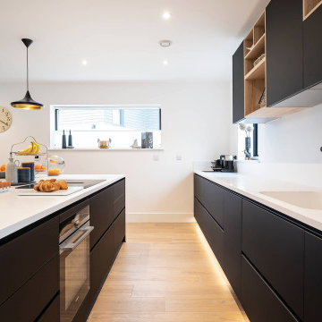 Modern Minimalist Black & White Kitchen in Abingdon