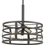 Progress Lighting - Remix 3-Light Pendant - Remix features industrial-inspired pendant options. A Graphite frame is comprised of straps that weave together to create an open cage design. Brushed Nickel accents on the inside add a touch of mixed metal accents.