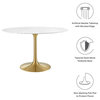 Lippa 48" Round Artificial Marble Dining Table in Gold White
