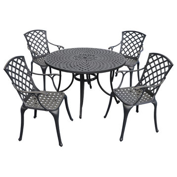 Sedona 46" 5-Piece Cast Aluminum Outdoor Dining Set