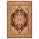 Bareens Designer Rugs - Antique Lavastone Low-Pile Jonelle Brown/Tan Wool Rug - 9'2'' x 12'4'' - An exhilarating oriental rug with distinctive motifs and wide-ranging pallet of warm colors, this antique vintage distressed low pile hand knotted masterpiece is a breath-taking addition to any decor. Featuring a soft low pile, showcasing the intricate design with an awe-inspiring color palette this masterpiece is known for its versatility, all vegetable dyes, and high knot count. Known for its artistic individuality, masterful construction, and enduring appeal this one-of-a-kind rug is an excellent addition to any d�cor.