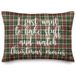 Designs Direct Creative Group - Bake Stuff And Watch Christmas Movies, Tartan Plaid 14x20 Lumbar Pillow - Decorate for Christmas with this holiday-themed pillow. Digitally printed on demand, this  design displays vibrant colors. The result is a beautiful accent piece that will make you the envy of the neighborhood this winter season.