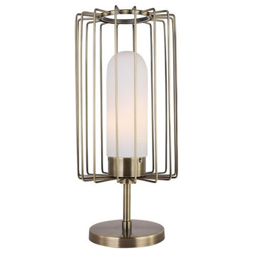 Woodbridge Lighting Tanner Steel Table Lamp with Embedded LED in Brushed Brass