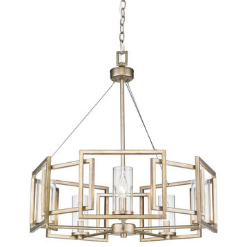 Marco 5 Light Chandelier in White Gold with Clear Glass