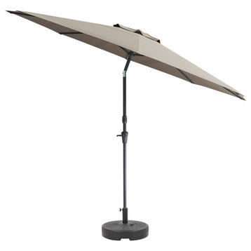 CorLiving 10 Foot Wind Resistant Patio Umbrella with Base, Grey