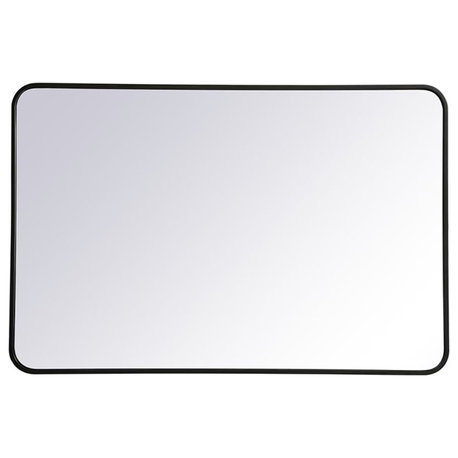 Elegant Decor Evermore 28x42" Soft Corner Metal Rectangular Mirror in Black