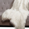 Plano Mongolian Sheepskin Faux Fur Throw, Stone White, 50"x70"