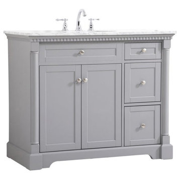 Elegant Decor Clarence 42" Solid Wood and Metal Single Bathroom Vanity in Gray